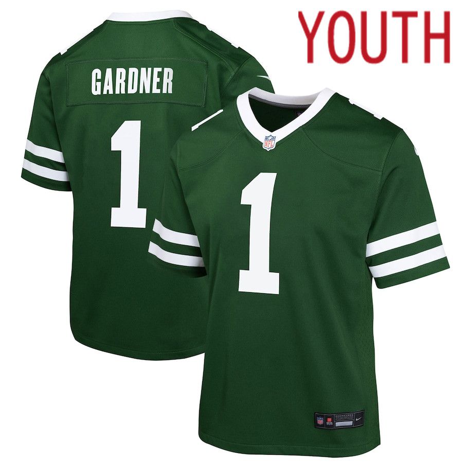 Youth New York Jets #1 Ahmad Sauce Gardner Nike Legacy Green Game NFL Jersey->->Youth Jersey